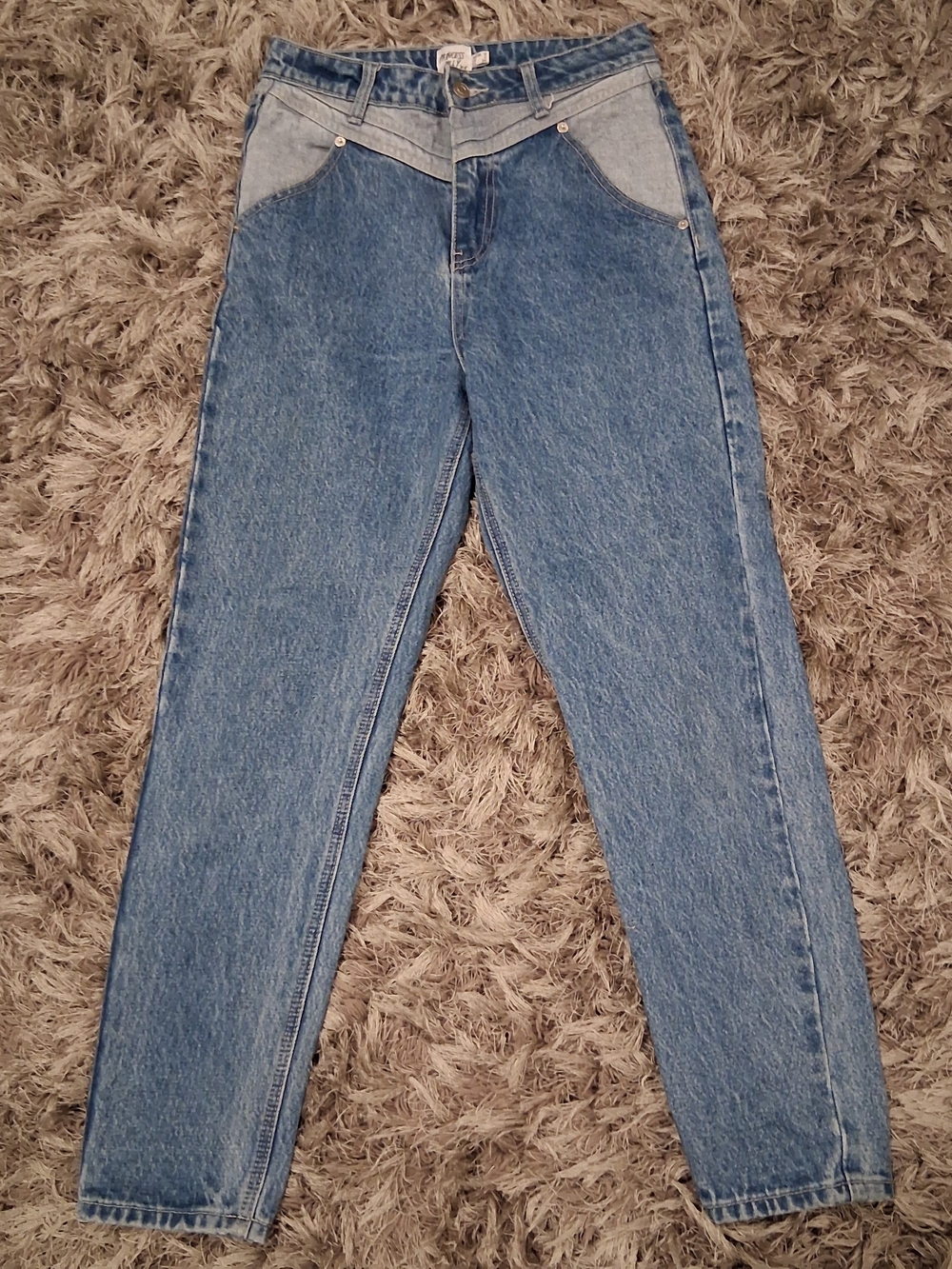 Princess Polly Two-Tone Light and Medium Blue High-Rise Jeans